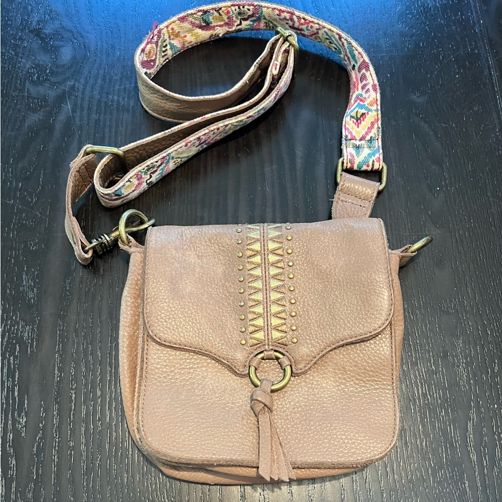 Sakroots Tan Leather Crossbody Bag